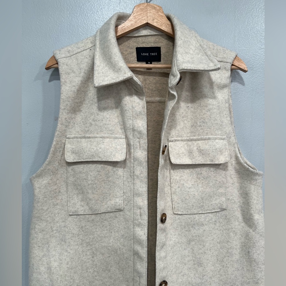 Love Tree Soft Heather beige flannel women vest - Medium - Picture 12 of 12